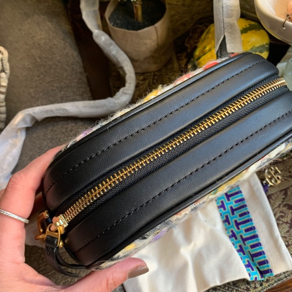 Authentic TORY BURCH Leather/Colorfull tweed top zip Crosby - Picture 13 of 16